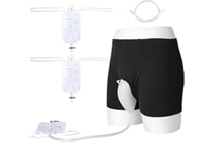 LVYEYUNG Wearable Urine Bag Incontinence Pants for Men, Reusable Portable Urine Collection Bag with Urinary Catheter, Leak Proof Leg Pee Bag with Elastic Waistband for Men Elderly Bedridden, Black (XL)