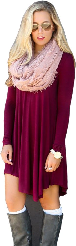 ETCYY Women's Long Sleeve Loose Casual T-Shirt Dress