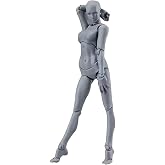 Poseable Action Figure Body for Drawing - Customizable Poses - PVC - Ideal for Sketching (Grey Woman)