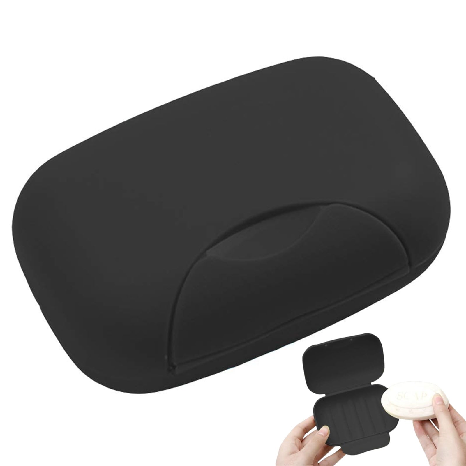 Creative Travel Handmade Soap Box Waterproof and Leakproof Soap Box with Sealed Portable Home Outdoor Soap Box (Black)