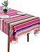 BOXAN 59 x 84 Inch Mexican Blanket Striped Tablecloth for Festive Mexican Fiesta Wedding Party Decorations, Chic Square Natural Cotton Serape Blanket Dining Table Cloth Cinco De Mayo Gifts for Mom