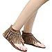 Odema Womens Flat Sandals Thong Sandals Faux Suede Tassel Zip T-Strap Sandals