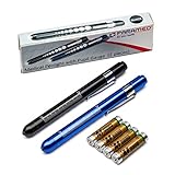 Nurse LED Penlight with pocket clip Medical Reusable Pen Light with Pupil Gauge set by Paramed for Nursing Students Doctors Clinical Occasion with Batteries free, 2 Piece, Black and Dark Blue
