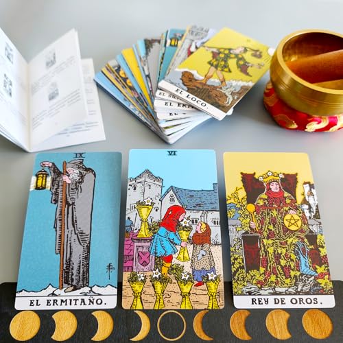 Spanish Tarot Cards for Beginners, Original Tarot Cards with Spanish Guide Book, Borderless Tarot Deck
