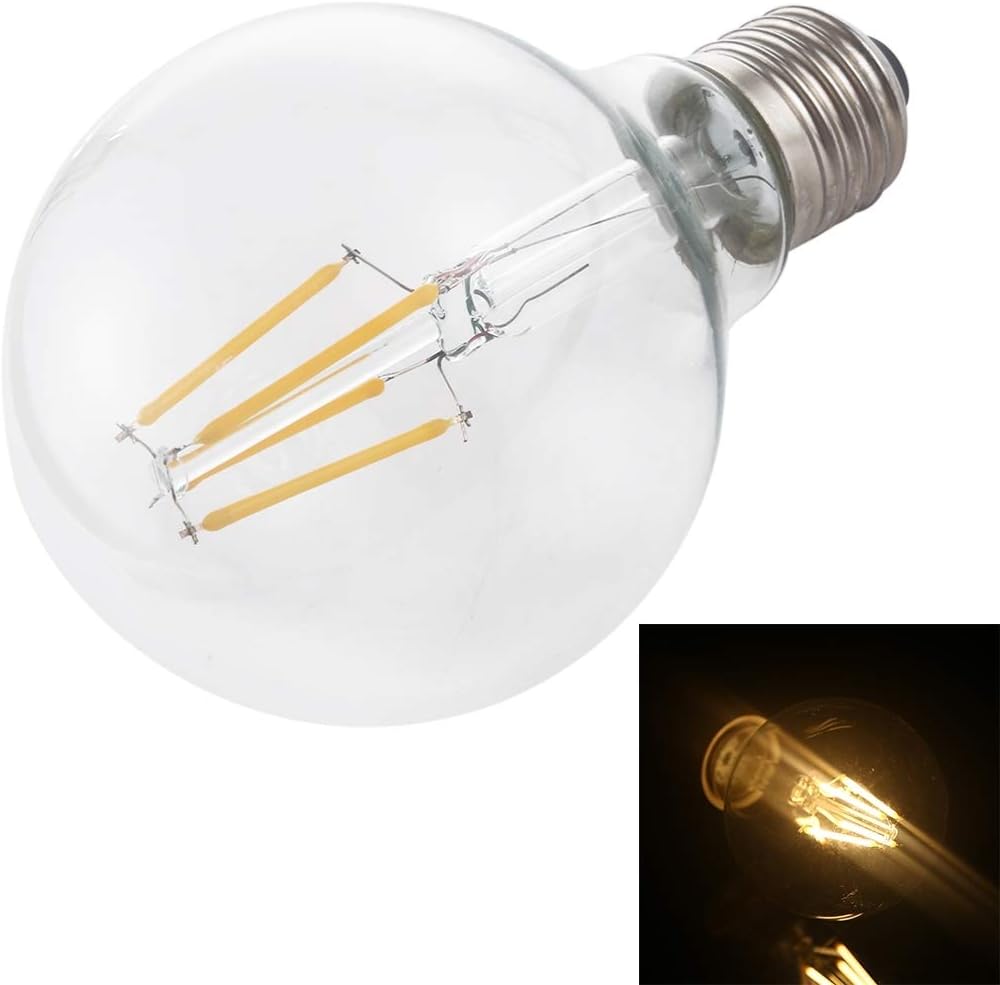 YJXUSHYQ LED Strip Light G80 E27 4W 4 LEDs 380 LM 2700K Transparent Retro Energy Saving LED Filament Light Bulb AC 85-265V (Color : Warm White)