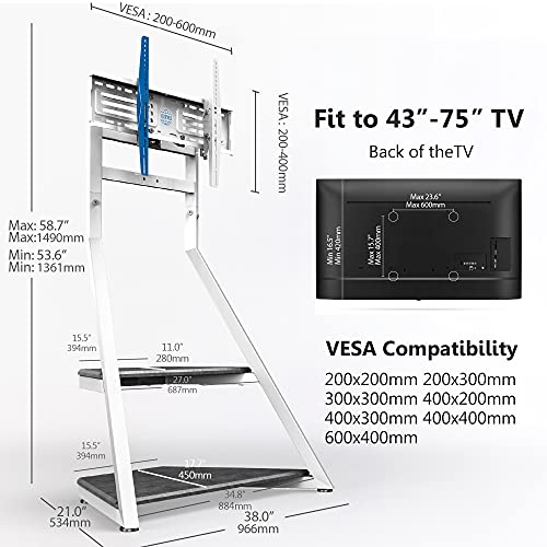 FITUEYES Artistic Floor TV Stand for 4375 Inch TVs Eiffel Series