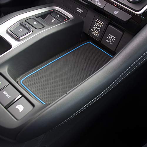 Custom Fit Cup, Door, Center Console Liner Accessories for 2019 2020 2021 Honda Insight 16PC Set (Blue Trim)