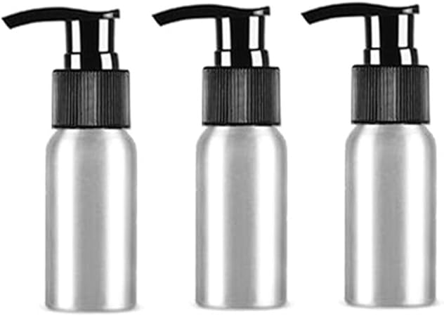 3 Stück Aluminium Lotionspender mit schwarzem PP Pumpkopf leer