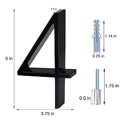 6 in Mailbox Numbers for Outside, Metal Modern