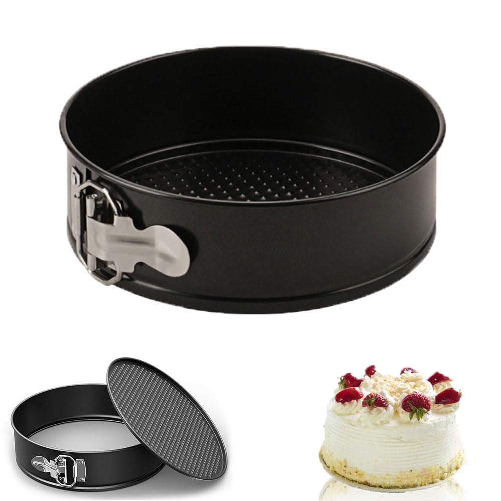 HZYUEKUN 16 cm Springform Cake Tin, 6 Inch Non Stick Cake Pan, Springform Latch and Loose Base Removable Bottom, Round Cake Tin for Baking Cheesecake Basque