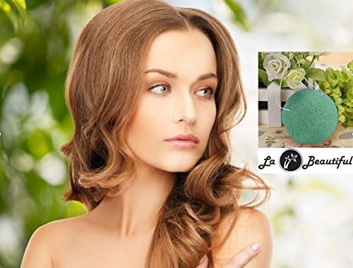 Konjac Sponge Activated Bamboo Charcoal Facial Cleanser with Added Green Tea ** All Natural Vegan Eco-Friendly Fiber Facial Sponge for All Skin Types