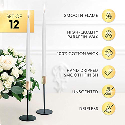 Dripless Taper Candles 8" Inch Tall Wedding Dinner Candle Set of 12