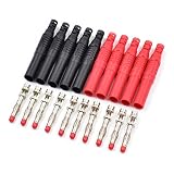 10Pcs Insulated Safety Straight Seal Protection Shrouded 4mm Banana Plugs Solder DIY Banana Plug Connectors for Multimeter Test Leads Ends Probes Adapters