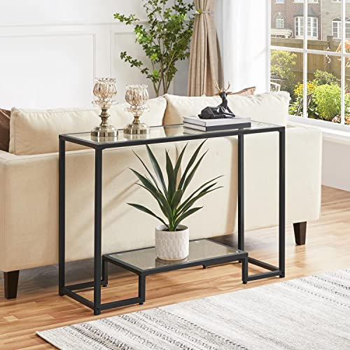 Yaheetech 42" Console Table, Tempered Glass Entryway Table, 2Tier