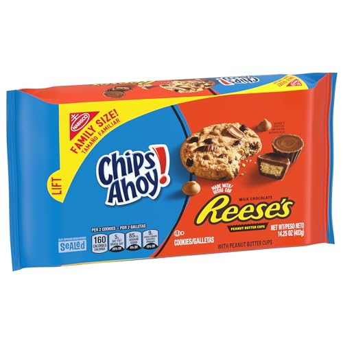 CHIPS AHOY! REESE’S PEANUT BUTTER CUP CHOCOLATE CHIP COOKIES, FAMILY SIZE, 14.25 OZ