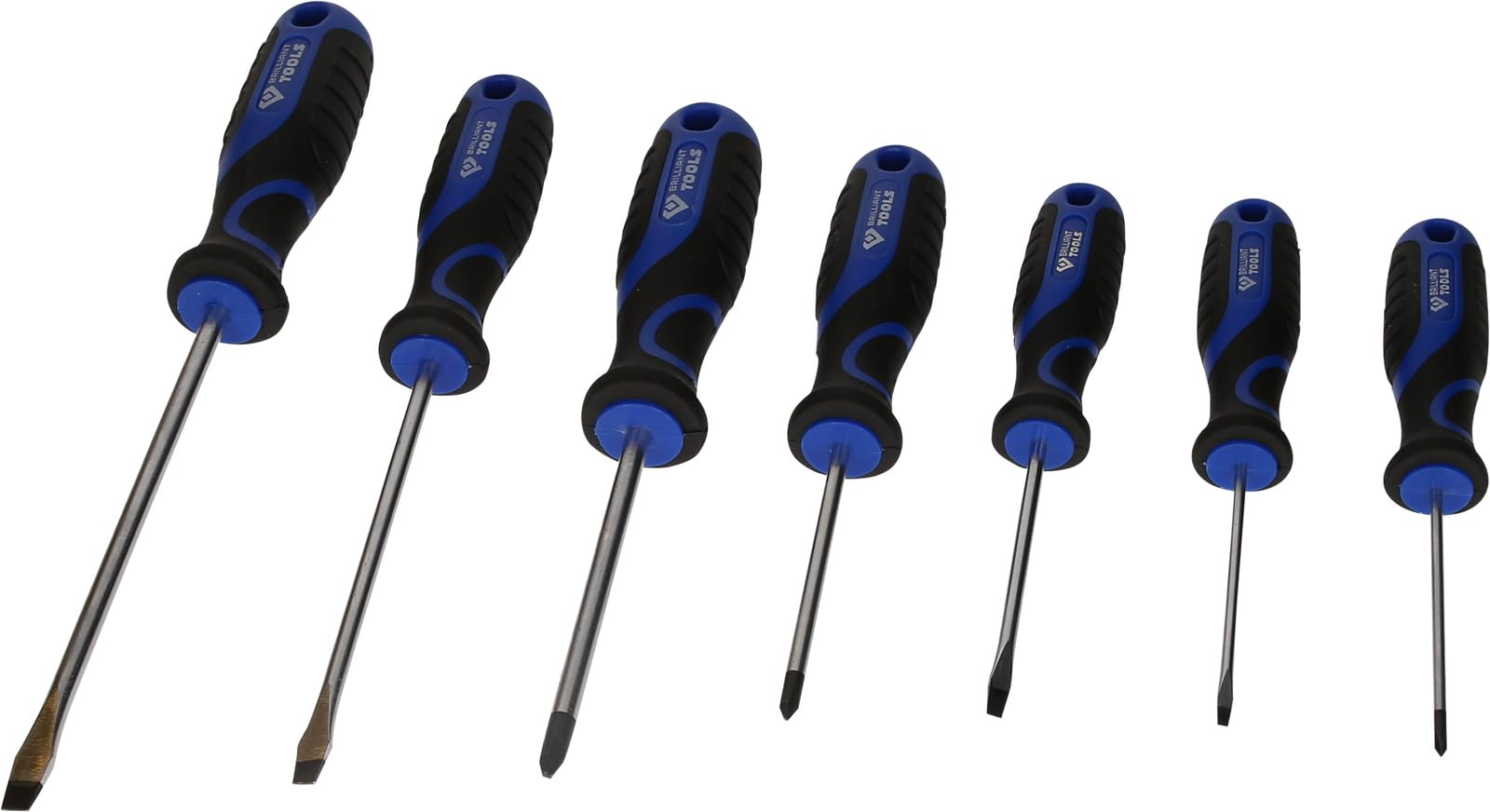 BRILLIANT TOOLS BT033007 Screwdriver Set, 7 Pieces, Slotted, PH [Powered by KS Tools]