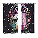 Sleepwish Unicorn Curtains for Living Room Bedroom Girl's Bedroom Black Pink Kids Unicorn Flower Window Drapes (2 Panels, 52x84 Inch, Grommet Top)