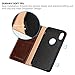 Belemay Compatible with iPhone X Wallet Case, Genuine Cowhide Leather Flip Case Slim Fit Folio Cover, Card Holder Slots, Kickstand, Cash Pockets, Brown