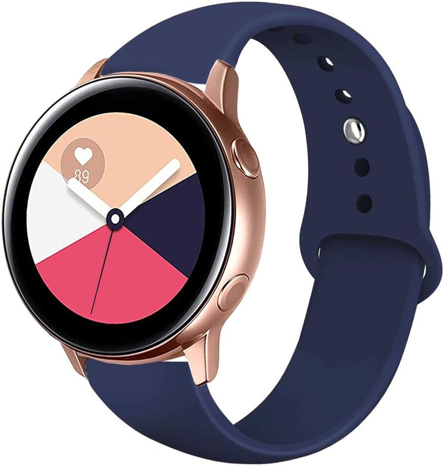 Compatible with Samsung Galaxy Watch 42mm Band/Galaxy Watch Active 40mm Bands, 20mm Silicone Strap Sports Replacement Wristband Women Men for Galaxy Watch Active 40mm (Midnight Blue, Small)
