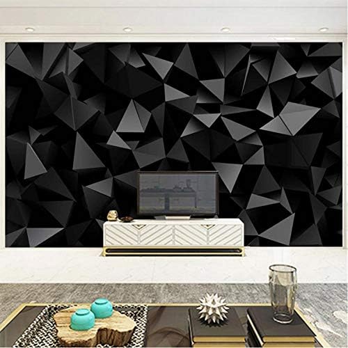 春の新作シューズ満載 壁画の壁紙装飾 カスタム壁画壁紙モダン な幾何学的な3dステレオブラックトライアングルフレスコ抽象芸術の背景の装飾防水3dウォールステッカー 450x300cm