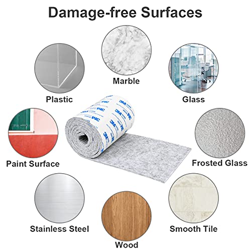 Vicloon Furniture Pad, DIY Furniture Felt Pads Felt Strip Roll, Self Adhesive Floor Protector Pad including 120cm x 10cm*1 Set and 120cm x 2cm*2 Sets, Heavy Duty Pads Tape for Chair Table (Light Gray)