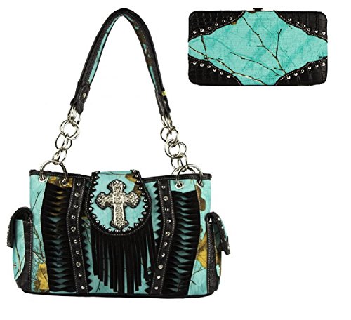 Realtree Sea Glass Camo JP Cross Concealed Carry Purse Wallet Set Turquoise Blue Black