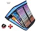 Pencil Case By Aviosa: 120 Slot Foldable Pen & Pencil Case For Students, Artists & Designers – Large Coloring Pencil Container With A Handle Strap & Easy Zipper – Free Bonus Gift A Pencil Sharpener