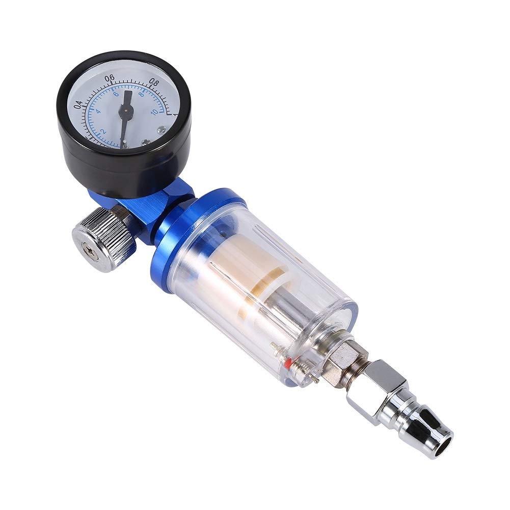 DEWIN Air Line Water Trap, Spray Gun Regulator Spray Pneumatic Gun Air Regulator Gauge In-line Oil Water Trap Filter Separator