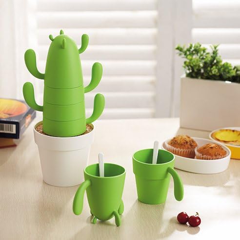 MBC Cactus Cups Set Stackable Mugs Set for Tea or Coffee - White