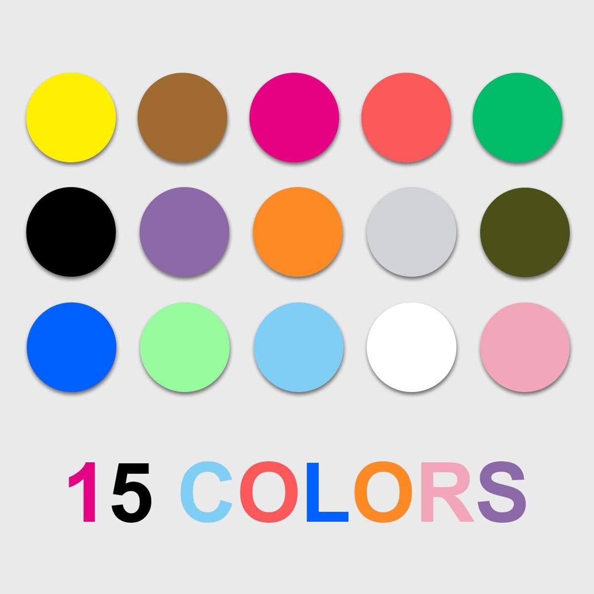 Pack of 2400 3/4" Round Color Coding Circle Dot Sticker Labels - 15 Assorted Colors, Bonus Zipper File Bag Included for Easy Storage : Office Products