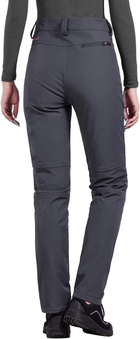 FREE SOLDIER Women's Outdoor Water Resistant Fleece Lined Softshell Pants Windproof Breathable Lightweight Hiking Cargo Pants : Clothing