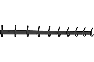 SAYONEYES Matte Black Coat Rack Wall Mount with 10 Double Hooks for Hanging – 30 Inch Heavy Duty SUS304 Stainless Steel Rustic Coat Hooks – Hat, Clothes, Purse, Towel Wall Hooks – 1 Pack