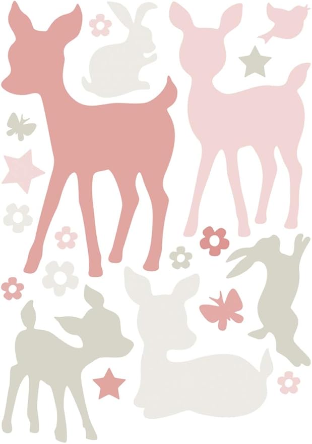 Lovely Label Bordure Selbstklebend Haschen Rehe Turkis Grau Beige Wandtattoo Schlafzimmer Madchen Junge Wanddeko Baby Kinder Wandbordure Kinderzimmer Babyzimmer Mit Hase Reh