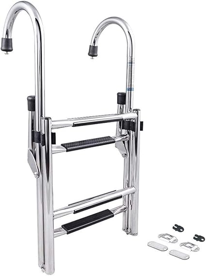 Pontoon Boat Deck Ladder Gunwale Mounted Removable Ladders Marine Grade Stainless Steel Boarding Ladder With Black Extra Wide Steps Size 4 Step Amazon Co Uk Kitchen Home