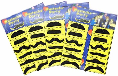 PrettyFNT 48 PCS Novelty Fake Mustaches, Self Adhesive Mustaches, Mustache Party Supplies for Masquerade Party&Performance
