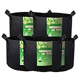 VIVOSUN 5-Pack 20 Gallon Plant Grow Bags, Premium Series Thichkened Non-Woven Aeration Fabric Pots w/Handles - Reinforced Weight Capacity & Extremely Durable (Black)