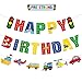 Faisichocalato Transportation Happy Birthday Banner Car Bus Train Plane Ship Helicopter Traffic Light Photo Props Garland for Kids Transportation Theme Birthday Party Decorations Baby Shower Supplies