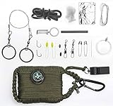 A2S Survival Gear Paracord 30pcs Emergency Kit First Aid Kit & Emergency Food finding Fishing Gear & Baits Compass Emergency Whistle Fire Starter set Survival Knife & more