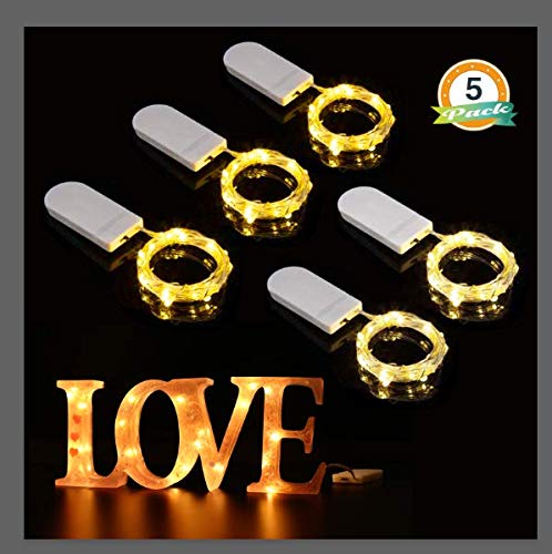 LET'S RESIN Led Fairy Lights, 5 Pcs Waterproof Copper Wire Lights for Resin Craft, Warm Fairy String Lights Battery Operated Perfect to Sparkle Your DIY Resin Project