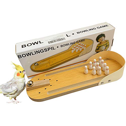 PINVNBY Bird Training Toy Wooden Parrot Mini Desktop Bowling Game Parakeet Intelligence Toy for Large and Small African Grey Macaws Cockatoos Eclectus