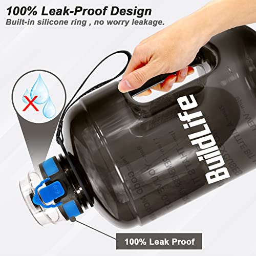 BuildLife Gallon Water Bottles with Times to Drink Gallon Water Jug