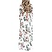 HOOYON Women Summer Casual Floral Maxi Dress Long Sleeve with Pockets,White,Medium