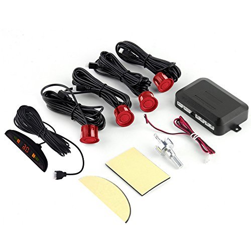 EzonetronicsCar Auto Vehicle Reverse Backup Radar System with 4 Parking Sensors Distance Detection + LED Distance Display + Sound Warning KH001R