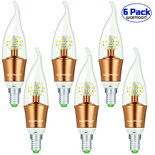 Warmoon LED Candelabra Bulb,DSW Mode 3 illuminating Colors Setting E12 Decorative Candle LED Light Bulbs 30W Equivalent for Kitchen, Bedroom, Living room - 6 Pack