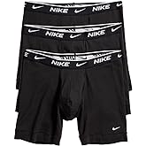 Nike Men`s Everyday Cotton Stretch Boxer Briefs 3 Pack (Small, Black(KE1107-001)/W)