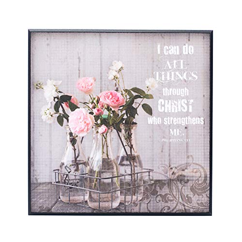 HEARTLAND All Things Christ Scripture Floral Pink 6 x 6 Wood Decorative Sign Plaque - Thumbnail 4