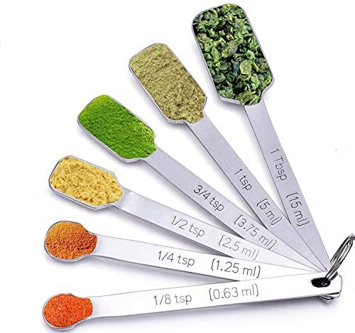 Measuring Spoons, 6 PCS Stainless Steel Measuring Spoons With Measuring Rulers for Measuring Dry and Liquid Ingredients