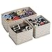 mDesign Soft Fabric Dresser Drawer and Closet Storage Organizer for Kids/Toddler Room, Nursery, Playroom, Bedroom - Chevron Zig-Zag Print - Organizing Bins in 2 Sizes - Set of 12 - Taupe/Natural