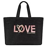 Victorias Secret Black Love Sequin Tote Bag