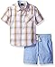 Nautica Baby Boys Sleeve Woven Shirt and Pull on Short Set, Blue Bell, 18 Months